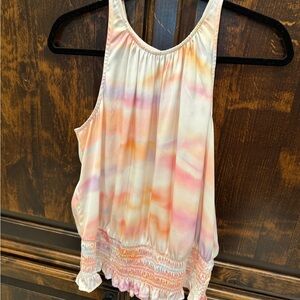 Express Pink and Orange Tie-Dye Tank Top